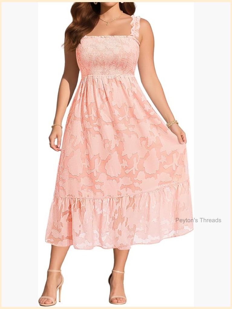 Plus Size Maxi Dress - Spaghetti Strap Smocked Flowy Tiered Sundress